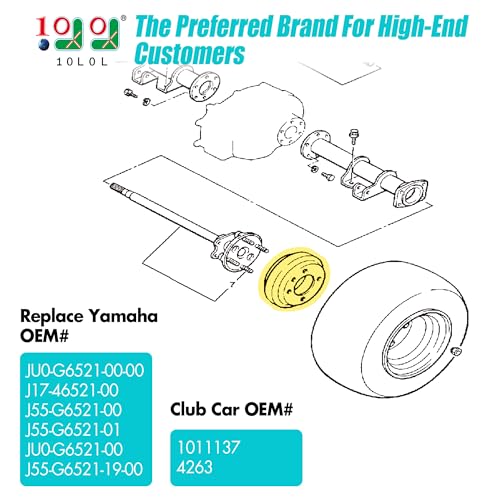 Golf Cart Brake Drums for Yamaha G1 G2 G8 G9 G11 G14 G16 G19 G22 G29 & Club Car DS 1981-2018