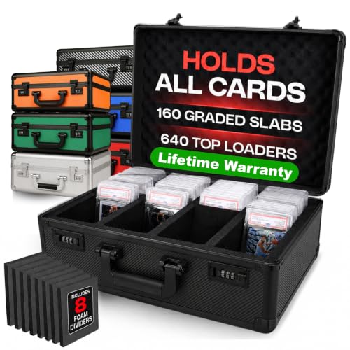 VALUN 160+ Premium Graded Card Storage Box Black 4 Row PSA Slab Case for Sports & Trading Cards