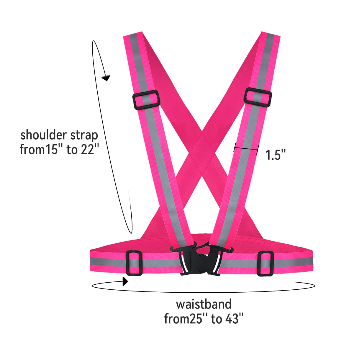 Tenalleys 2 Pack Reflective Vest Running Gear Adjustable High Visibility Reflective Running Safety Vest for Women Men Night Cycling,Hiking, Jogging,Dog Walking (Pink)