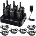 Long Range Walkie Talkies with Earpieces and 6-Unit Charging Station - 6 Pack