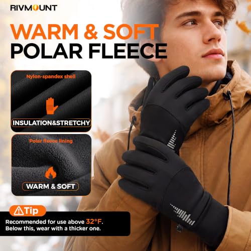 Rivmount Water-Resistant Winter Gloves with Touch Screen - Black Medium
