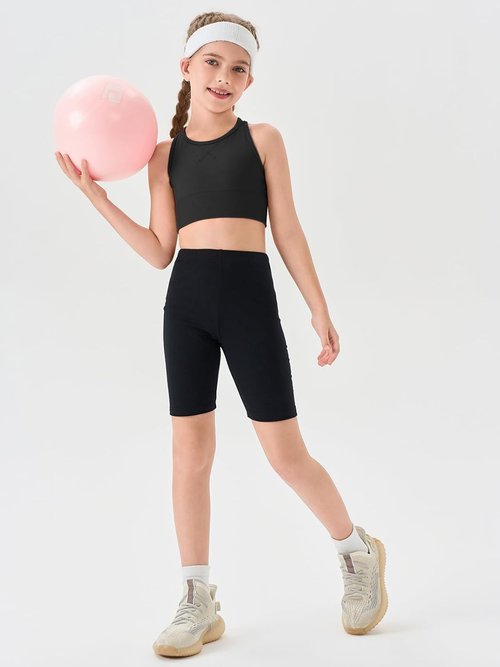 Haloumoning Girls Athletic Sports Bra - Racerback Design for Dance & Yoga | Sizes 7-14 Years