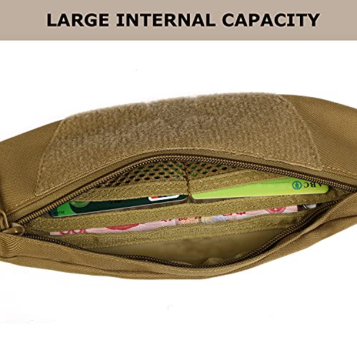 Black Tactical Fanny Pack for Men, Small Military Waist Bag, Waterproof