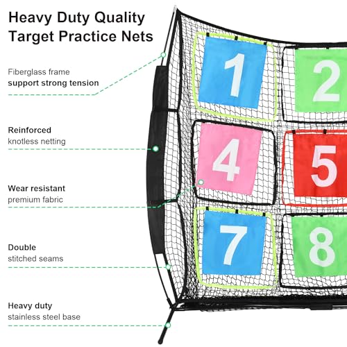 Portable Disc Golf Practice Net with 9 Target Grids for Indoor Outdoor Training