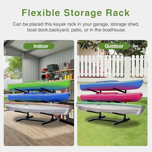 NouraVita Heavy Duty 3-Level Kayak Storage Rack for Garage & Outdoor