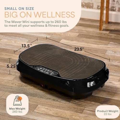 Lifepro Waver Mini Vibration Plate Exercise Machine with Resistance Bands - Black