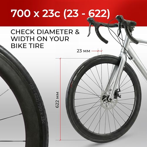 Fincci 700x23c Road Bike Tires & Inner Tubes Set - Foldable, Puncture-Resistant