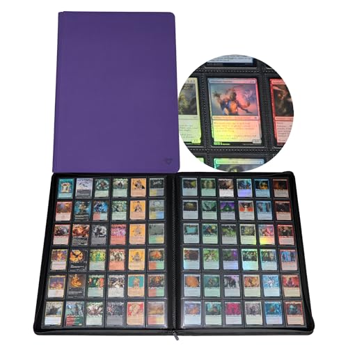 Purple 36-Pocket Ringless Trading Card Binder for 2304 Cards – Large Capacity, Side-Loading Pages, Zipper Closure