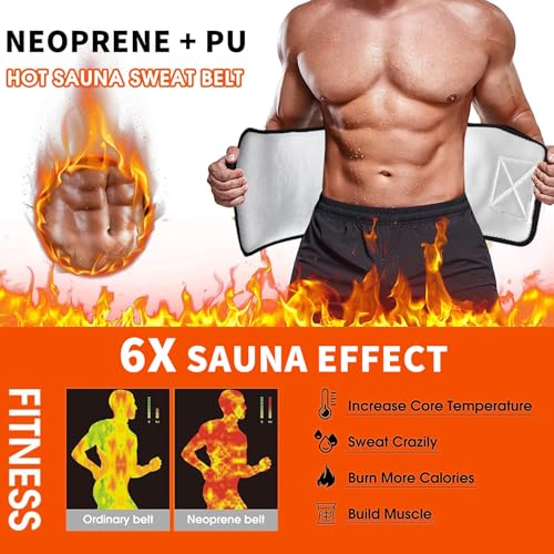 Men's Waist Trainer with Pocket - Silver Medium for Belly Fat & Sweat