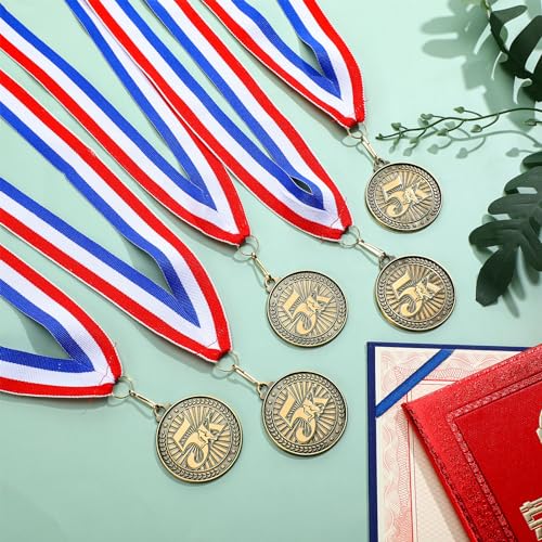 Gold 2-Inch Race Medals Bulk Set - 100 5K 10K Award Medals with Ribbons - Variation of 100 / 5K