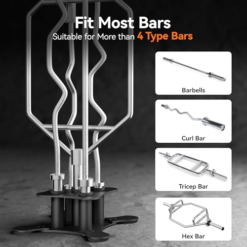 Vertical Barbell Storage Rack - 5-Bar Floor Stand for Gym & Home