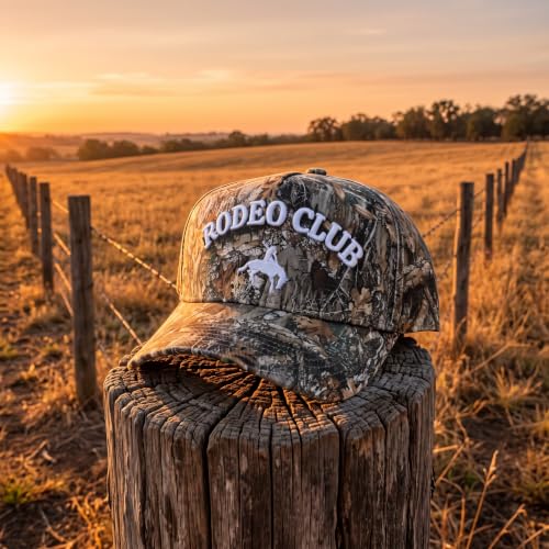 Western Camo Trucker Hat for Men & Women - Rodeo Club Embroidered Cap