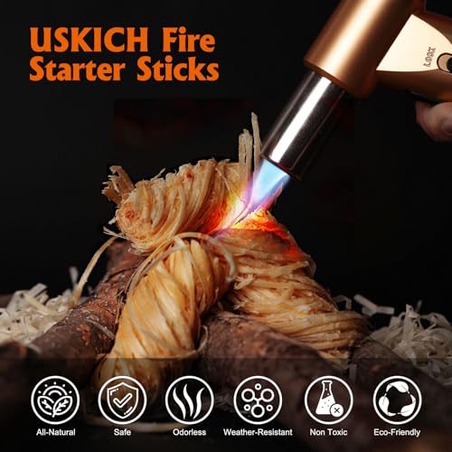 USKICH 500PCS Natural Fire Starters for Campfires, Fireplace, Grill & BBQ - Odorless, Weather-Resistant, Long Burn Time