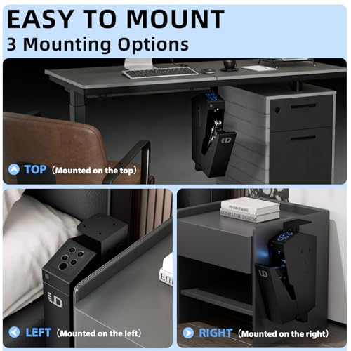 Drop-Down Biometric Gun Safe with 3 Ways Access - Nightstand, Desk, Vehicle, Variation of THIS listing