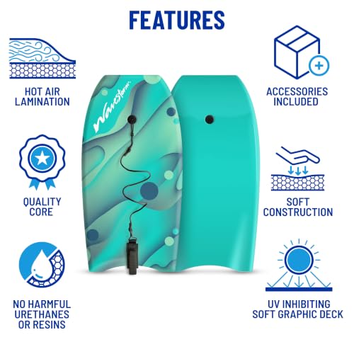 WaveStorm 36in Bodyboard 2-Pack with Graphic Top Deck & Leash - Kids & Adults