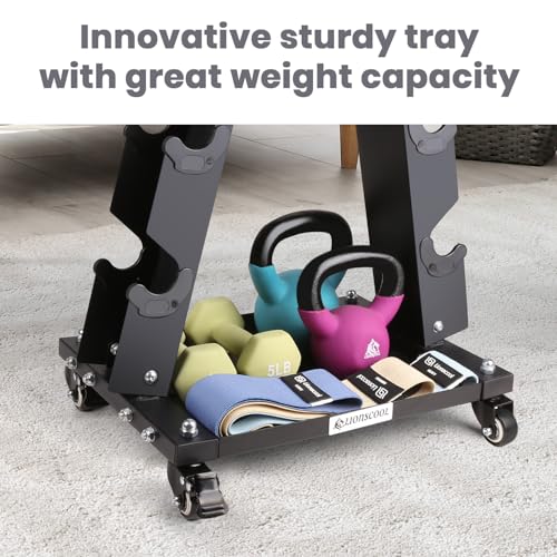 Medium 300 LBS Dumbbell Rack Stand - A-Frame Rolling Weight Storage