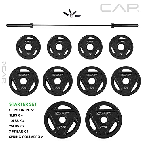 CAP Olympic Weight Set Starter Kit with 7ft Barbell & 350lb Plates
