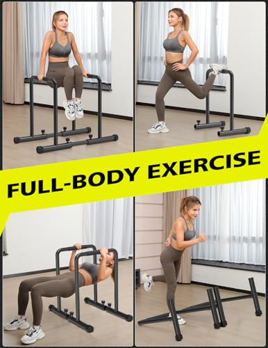 Heavy Duty Adjustable Dip Station - Steel Parallel Bars for Home Fitness, Strength Training