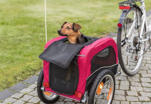 TRIXIE Small Dog Bike Trailer for Bicycles - Up to 33 lbs, Quick Fold & Set-Up, Red
