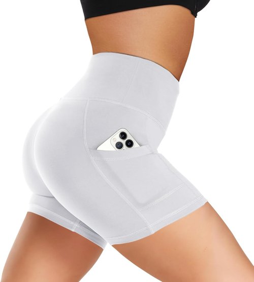 GAYHAY Biker Shorts for Women - High Waisted Black Spandex with Pockets for Yoga & Workout
