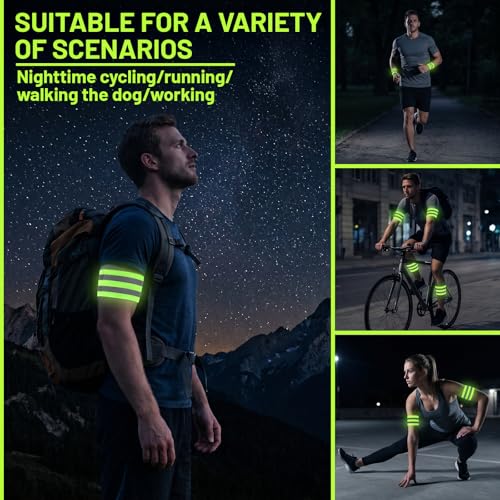 High Visibility Reflective Armbands for Running Cycling Walking - 8 Pack
