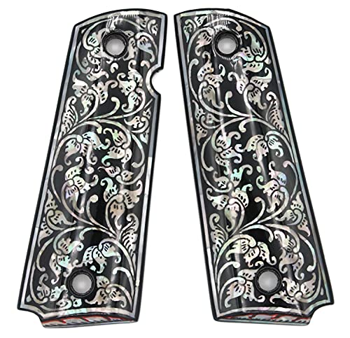 Black Mother of Pearl 1911 Pistol Grip for Colt Kimber Springfield Remington Taurus