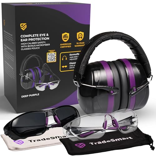 TradeSmart Shooting Ear & Eye Protection Kit - Clear + Tint Purple Variation