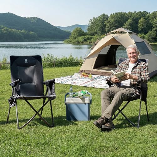 Ever Advanced Grey Reclining Camping Chair Supports 350lbs for Adults