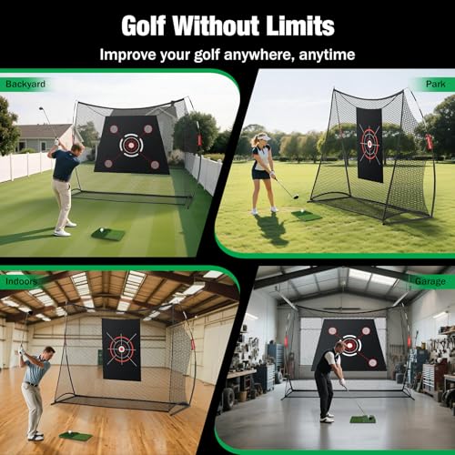 Golf Practice Net 10x7ft with Targets - Portable Hitting Net for Backyard Indoor & Outdoor Training - Improve Swing & Accuracy (Variation of THIS listing)
