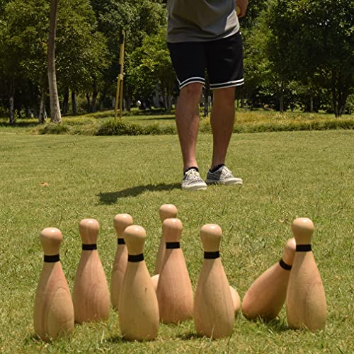 Outdoor Lawn Bowling Set - Medium with 10 Pins, 2 Balls & Carry Bag for Family & Kids