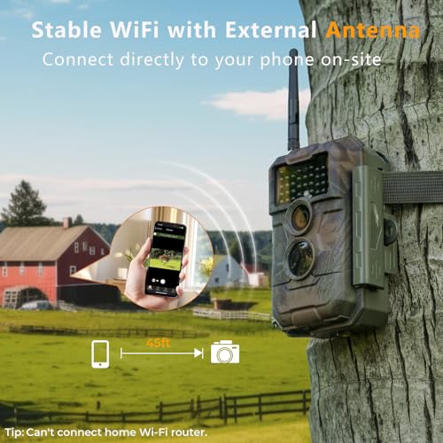 GardePro E6 WiFi Trail Camera with External Antenna, 64MP & Night Vision