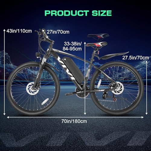 Vivi Grey Pro Electric Mountain Bike 27.5" 500W Shock Absorption, Removable Battery, UL2849