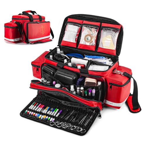 Red XL Medical Bag EMT Trauma First Responder Paramedic Equipment Organizer