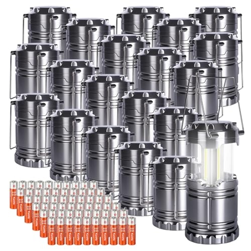 Camping Lantern Battery Pack - 20 Black LED Lanterns with 60 AA Batteries