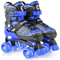 SULIFEEL Kids Adjustable Light-Up Roller Skates - Web Pattern, B Spider Blue, Medium