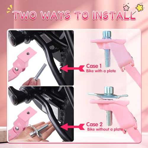Kids Bike Kickstand for 16-20 Inch Children's Bicycles - Pink, Adjustable Aluminium Alloy Support