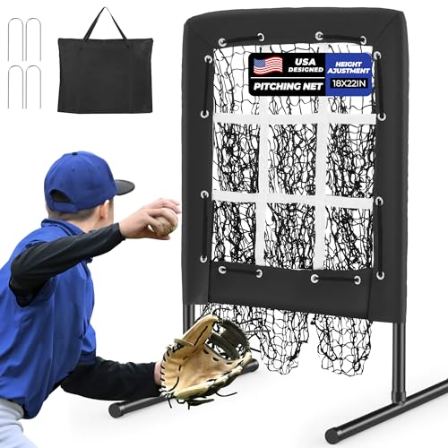 Black 9 Hole Baseball & Softball Pitching Net with Strike Zone - Portable Training Aid