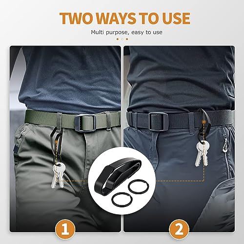 Black Duty Belt Key Holder with 4 Keyrings - Stainless Steel Belt Loop Clip for Law Enforcement