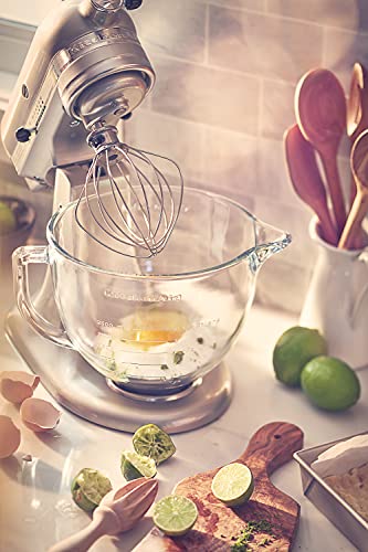 KitchenAid 5 Quart Glass Mixing Bowl with Measurement Markings & Lid - Tilt-Head Compatible