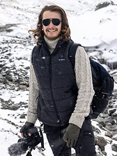 ORORO Men's Lightweight Heated Vest - 4-Zone USB-C Battery Puffer Vest, Large Black