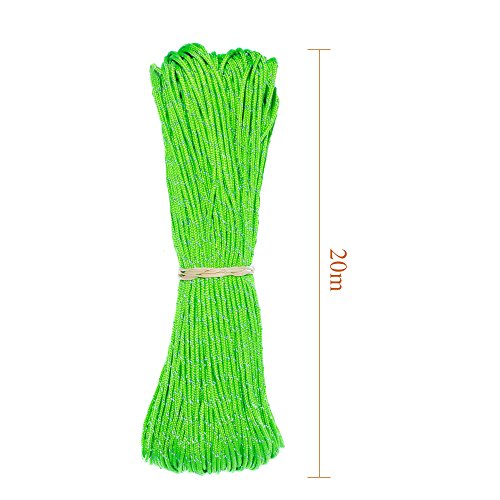 Reflective Fluorescent Paracord 1.8mm Green 20M Tent Guyline Rope Camping