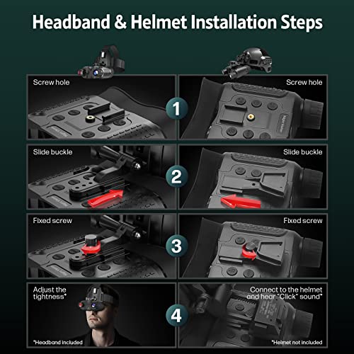 ArzzuNiu Hands Free Head-Mounted Night Vision Goggles 1312FT Infrared Binoculars