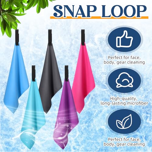 Microfiber Camping Towels 10 Pcs Quick Dry 25x32 cm with Hang Loop - 5 Colors