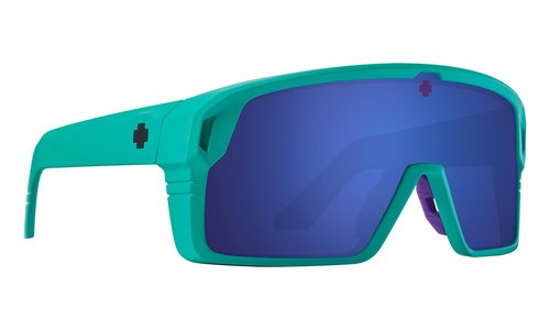 Spy Optic Monolith, Cylindrical Shield Sunglasses, Color and Contrast Enhancing Lenses, Matte Teal - Happy Gray Green Dark Blue Spectra Mirror Lenses
