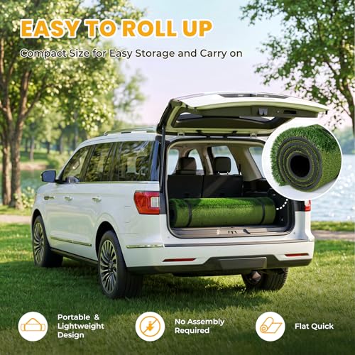 Golf Hitting Practice Mat 45MM Dual Turf with Ball Tray 5x4FT - 9 Holes