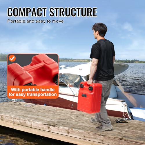 VEVOR 6.34-Gallon Marine Fuel Tank with 9.8ft Hose, Gauge, Portable for Outboard, Yacht, Fishing