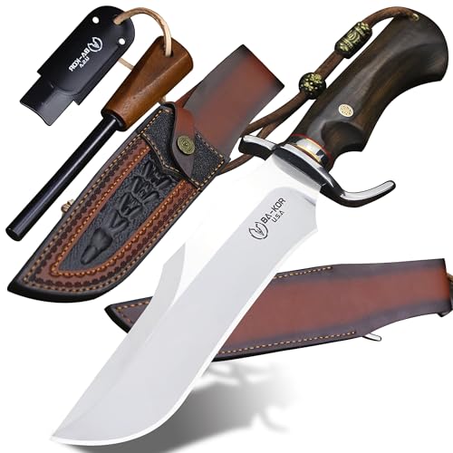 9Cr18MoV Steel Bowie Knife with Sandalwood Handle and Sheath – Outdoor Survival & Hunting Tool