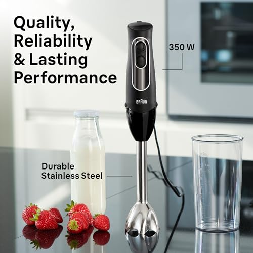 Braun MultiQuick 5 MQ505 Hand Blender with Beaker & Whisk, 350W, Dual Speed