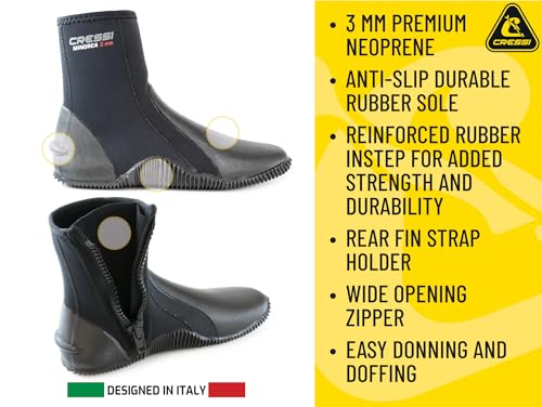 Neoprene Water Sports Boots - Anti-Slip Sole for Diving, Snorkeling, Rafting, Windsurfing - 8 Tall Black