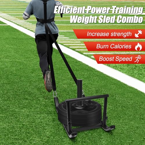 GADFISH Workout Fitness Sled, Weighted Sleds Push Gym Equipment for